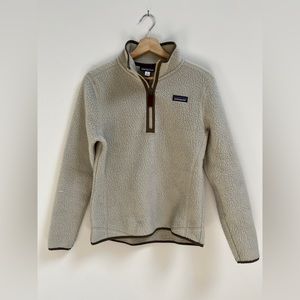 Patagonia Retro Pile 1/4 Zip Fleece Pullover size Small in cream